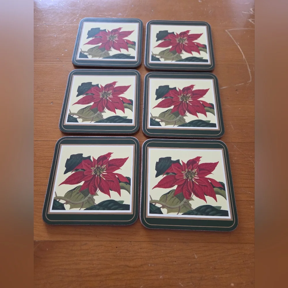 Pimpernel Poinsettia Coasters (6 In Box) Coasters Are In Excellent Condition